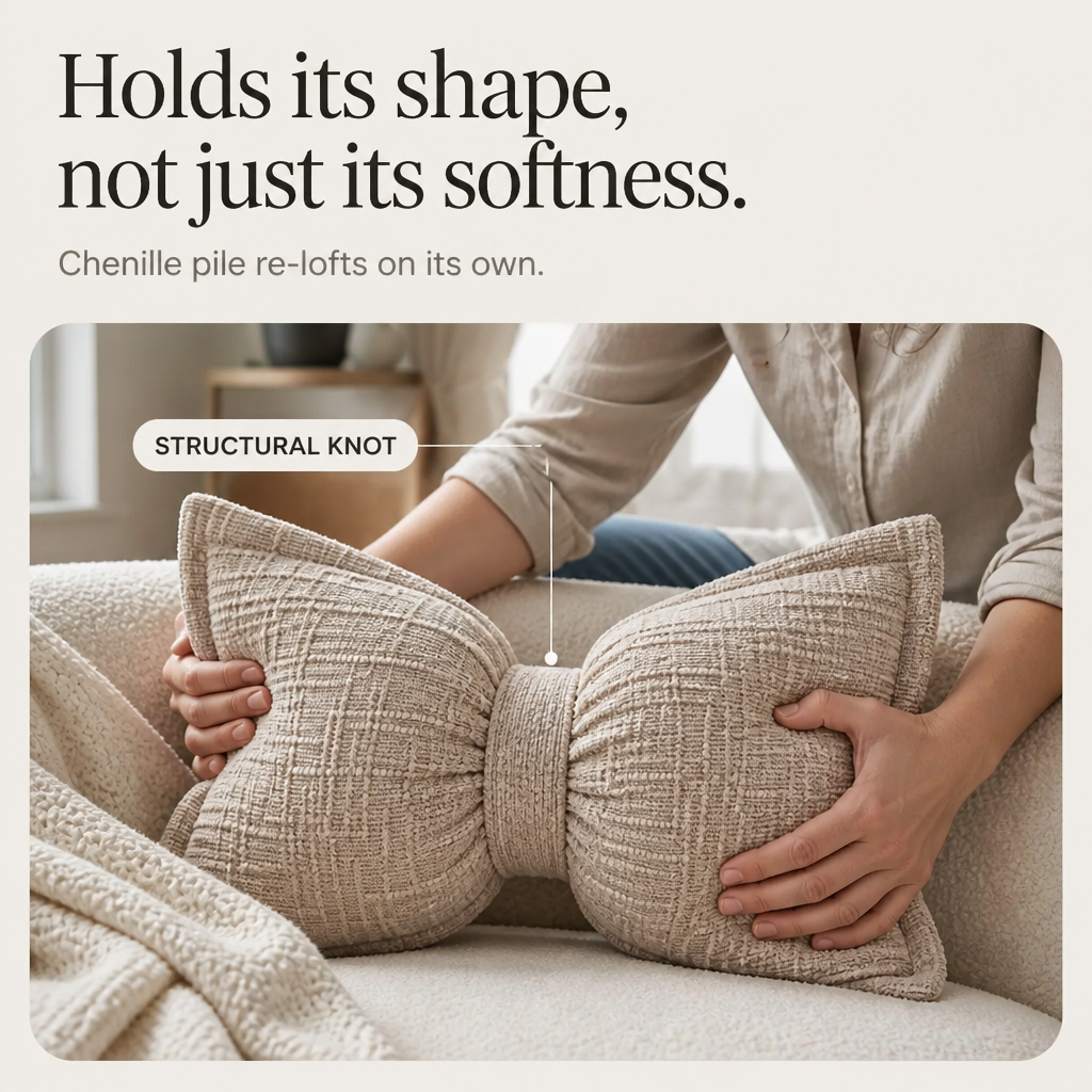 Bowsoft Chenille Look Bow-Shaped Throw Pillow - Elena Harper