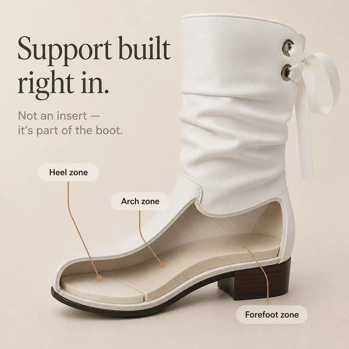 Archwell Ruched Ribbon Mid-Calf Boots - Elena Harper