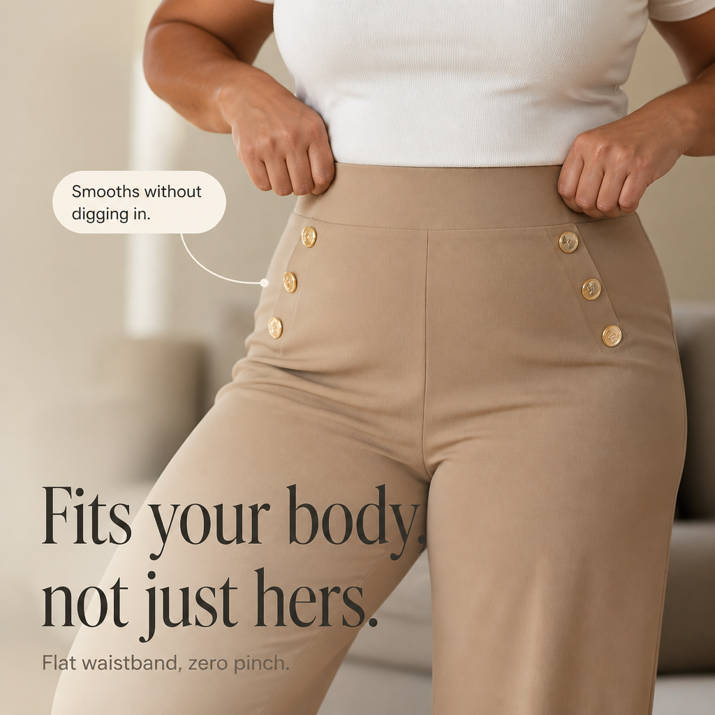 Curvella High-Waist Tummy-Control Wide Leg Pants - Elena Harper