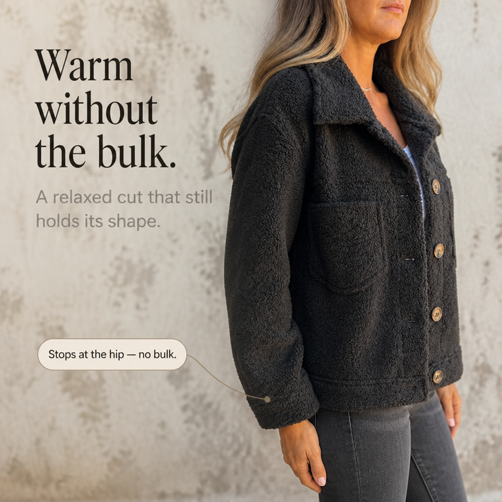 Ariane Curly Faux-Fur Button-Front Jacket - Elena Harper