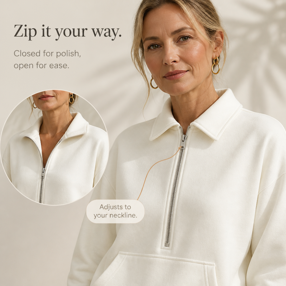 Easolde Half-Zip Collar Lounge Set - Elena Harper