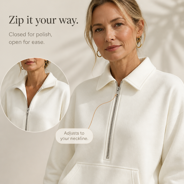 Easolde Half-Zip Collar Lounge Set - Elena Harper