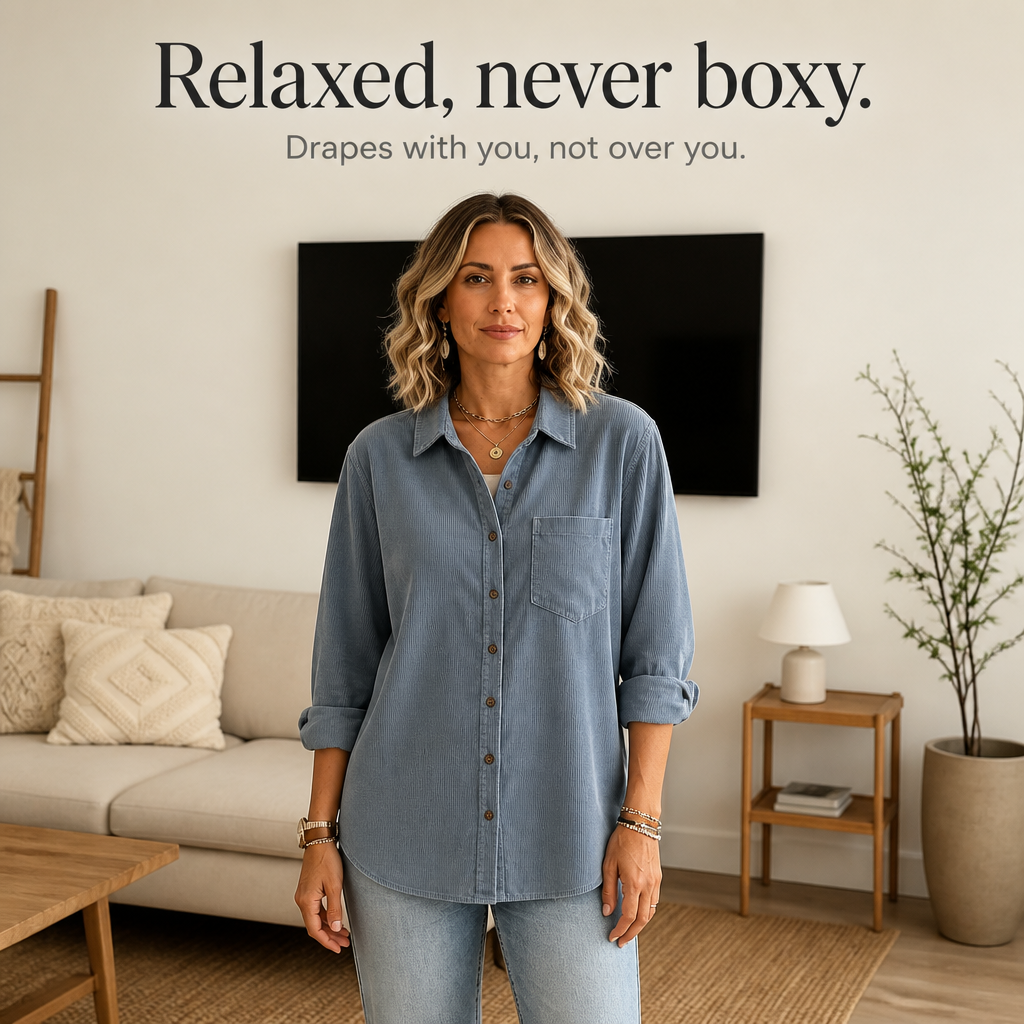 Cordelle Button-Down Corduroy Shirt Jacket - Elena Harper