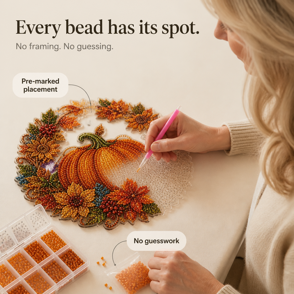 Duskglow Wreath Pumpkin Diamond Painting Wreath Kit - Elena Harper