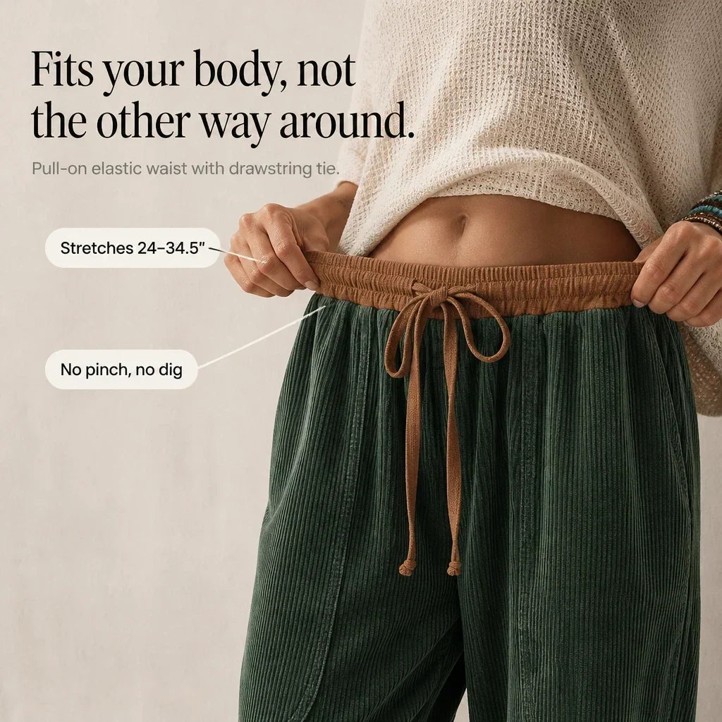 Cordelia – Ribbed Corduroy-Look Lantern Pants