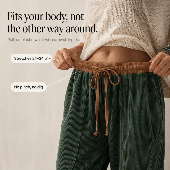 Cordelia – Ribbed Corduroy-Look Lantern Pants