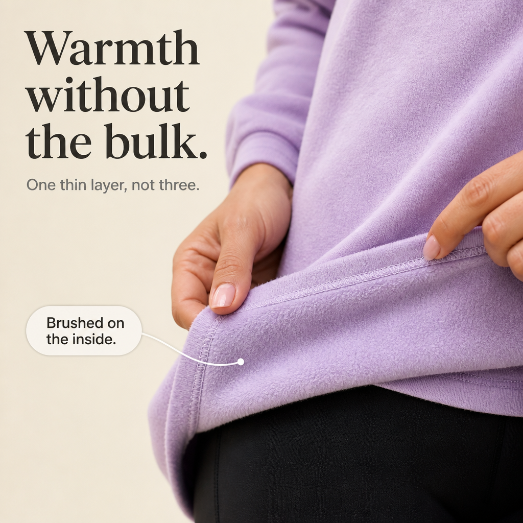 CozyLayer Brushed-Lining Long-Sleeve Tunic Top - Elena Harper