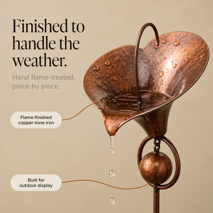 Calla Chime Three Copper-Tone Calla Lily Garden Stake - Elena Harper