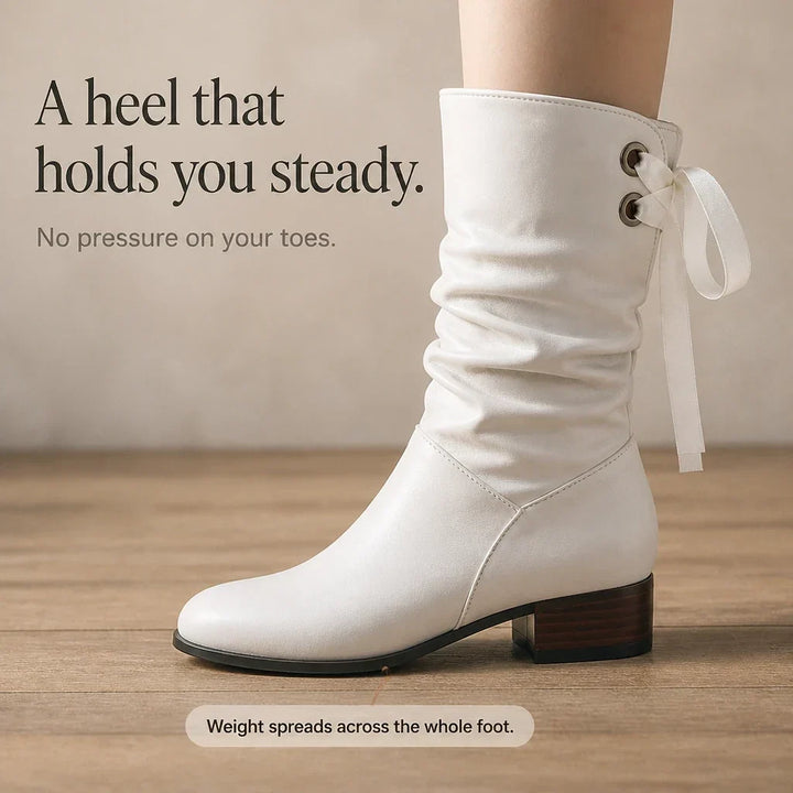 Archwell Ruched Ribbon Mid-Calf Boots - Elena Harper