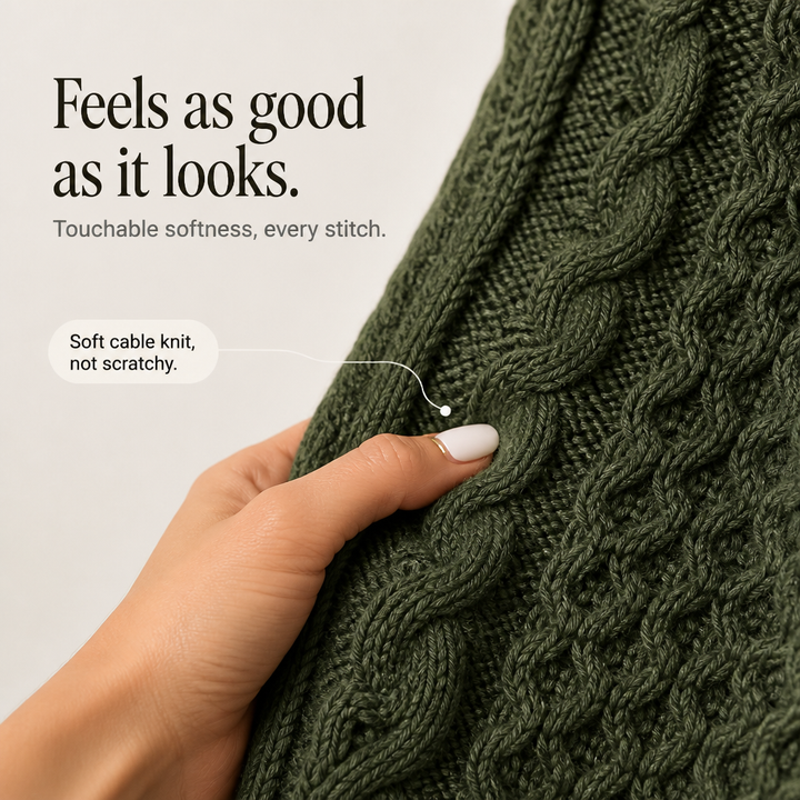 Cable & Cove Cable-Knit Turtleneck Poncho Sweater - Elena Harper