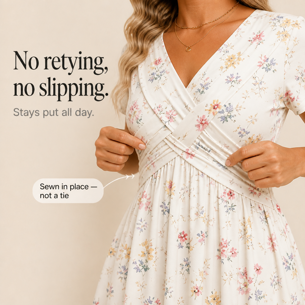 Curvella Twist-Waist Floral V-Neck Midi Dress - Elena Harper