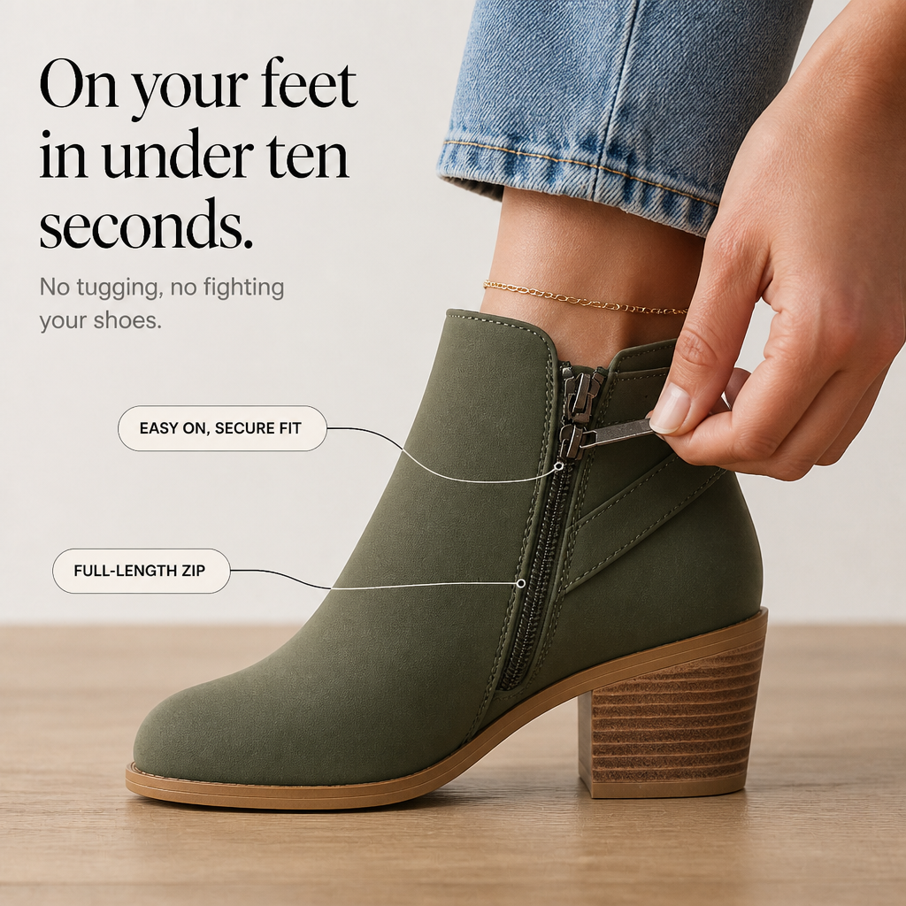 Buckle & Block Slanted Buckle Side-Zip Ankle Boots - Elena Harper