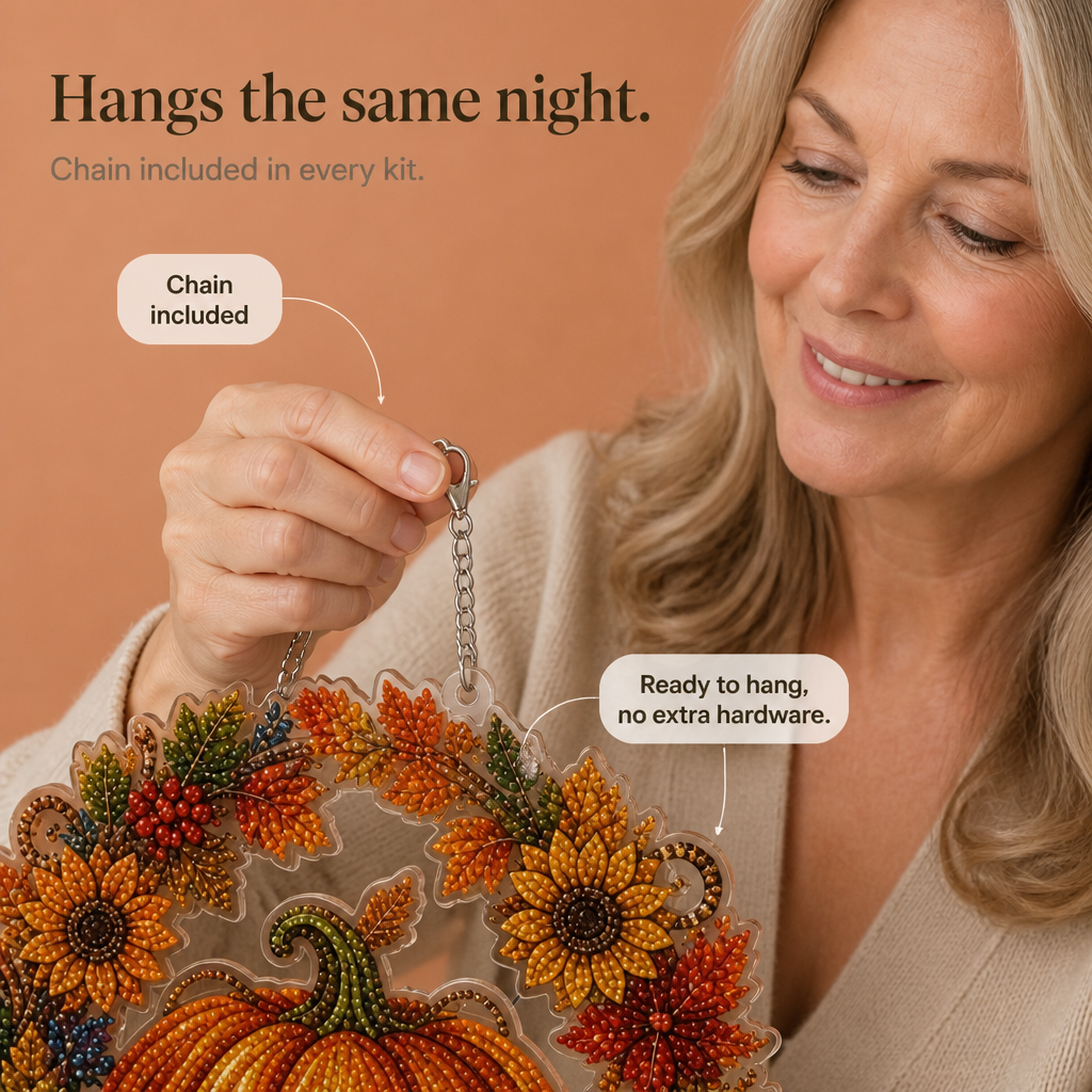 Duskglow Wreath Pumpkin Diamond Painting Wreath Kit - Elena Harper