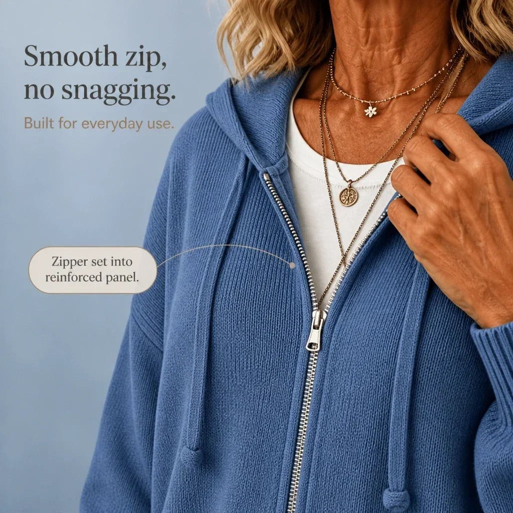 Cozyline Zip-Front Hooded Knit Cardigan - Elena Harper