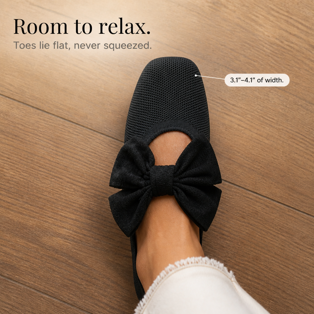 Bowelle Knit Square-Toe Bow Flats - Elena Harper