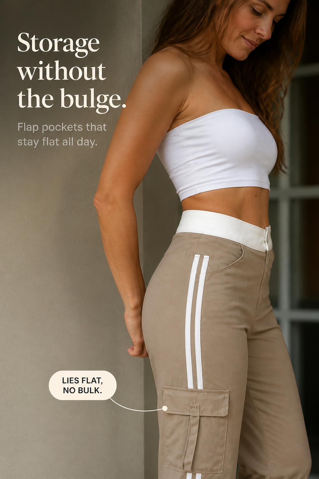 Ambervee Stretch Cargo Side-Stripe Capri Pants - Elena Harper