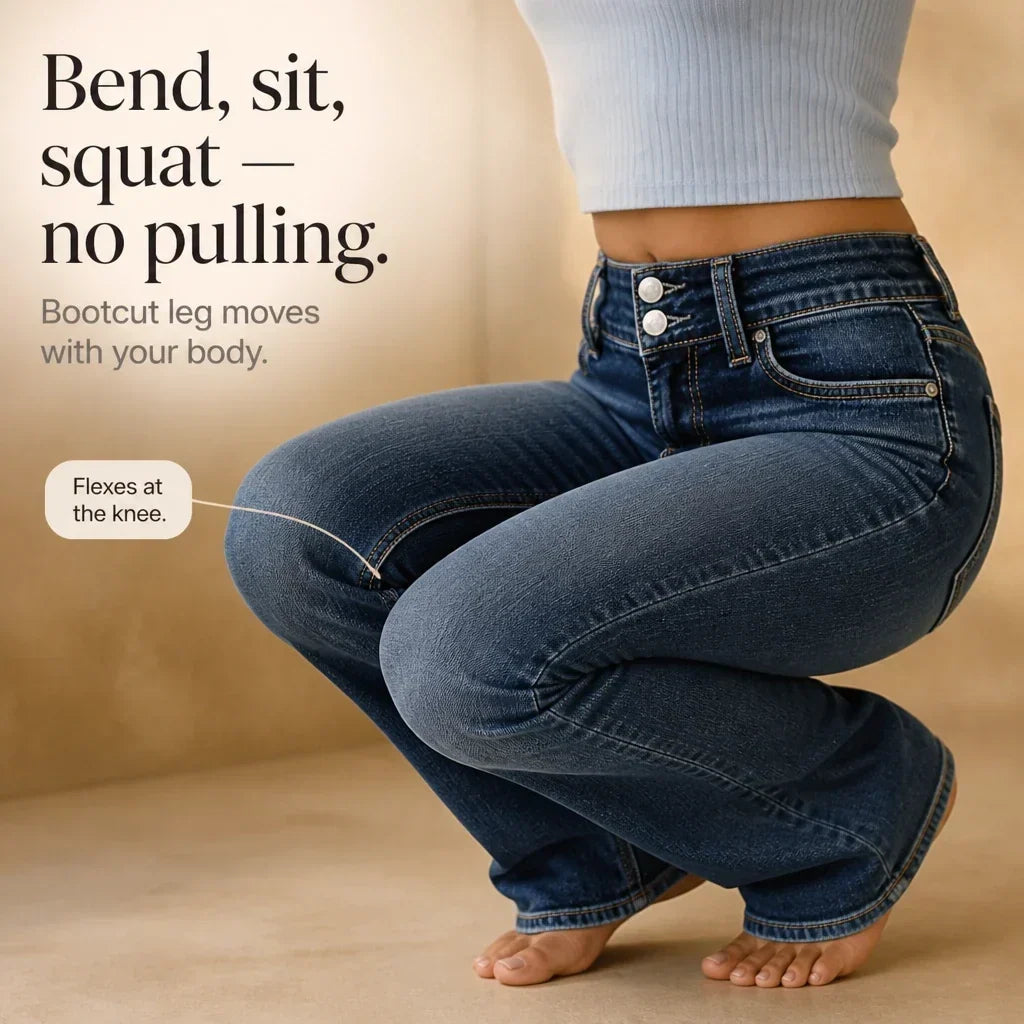 Bellecurve – Double-Button High-Waisted Bootcut Jeans