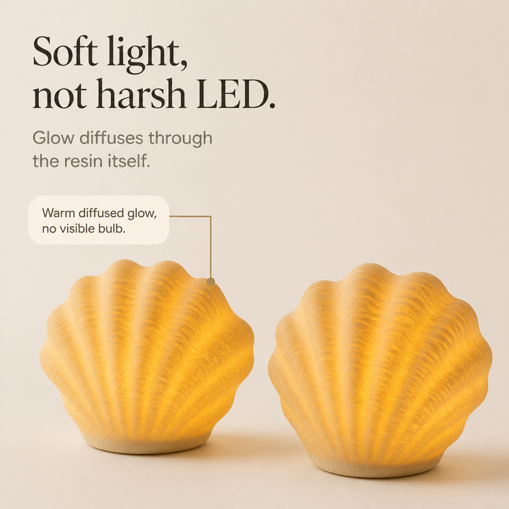 Coastal Glow Co. Ceramic Shell And Conch Ambient Lamp Set - Elena Harper