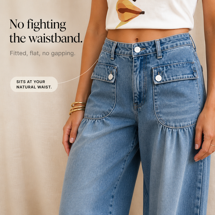 Balloon & Cinch Drawstring Cuff Wide-Leg Balloon Jeans - Elena Harper