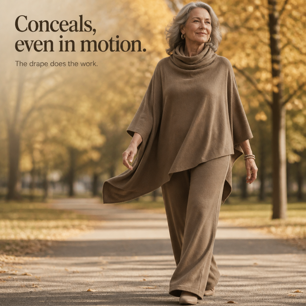 Draveil Cowl-Neck Cape Top And Wide-Leg Pants Set - Elena Harper