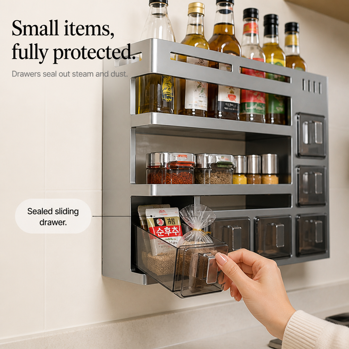 Drynest Anti-Rust Sealed Sliding Drawer Wall Rack - Elena Harper