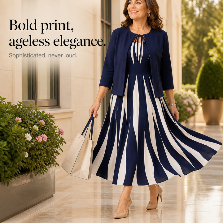 Cintura Tie-Front Swirl Print Layered Midi Dress - Elena Harper