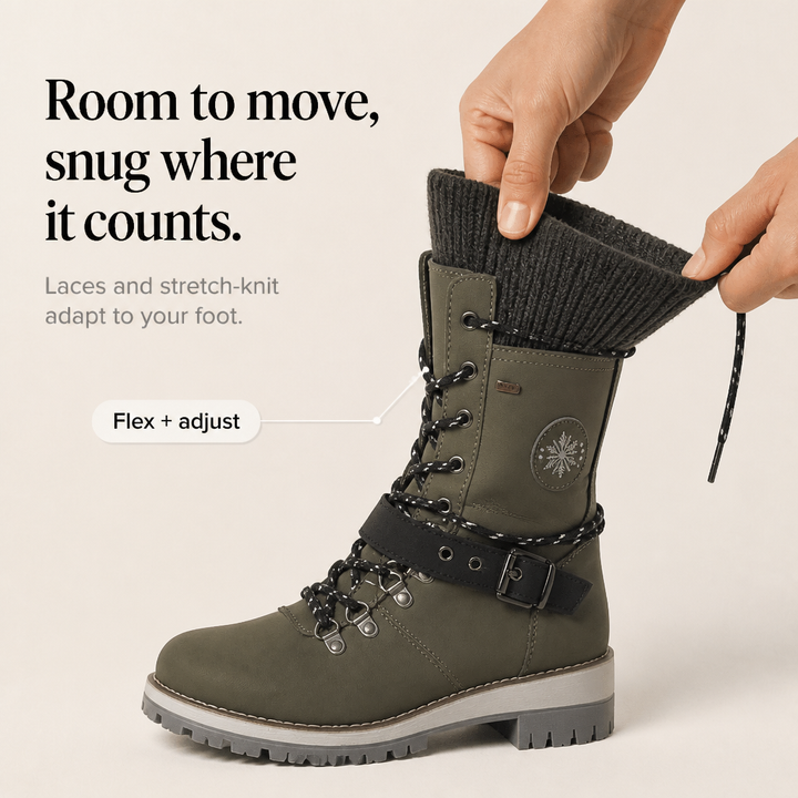 Cozette Knit-Shaft Wide-Foot Winter Boots - Elena Harper
