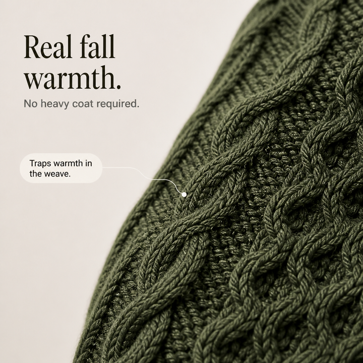Cable & Cove Cable-Knit Turtleneck Poncho Sweater - Elena Harper