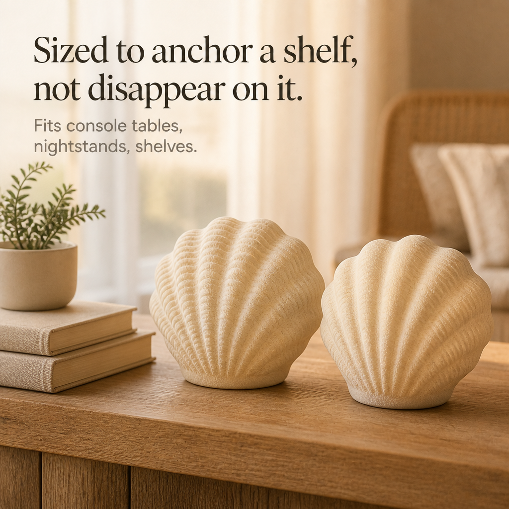 Coastal Glow Co. Ceramic Shell And Conch Ambient Lamp Set - Elena Harper