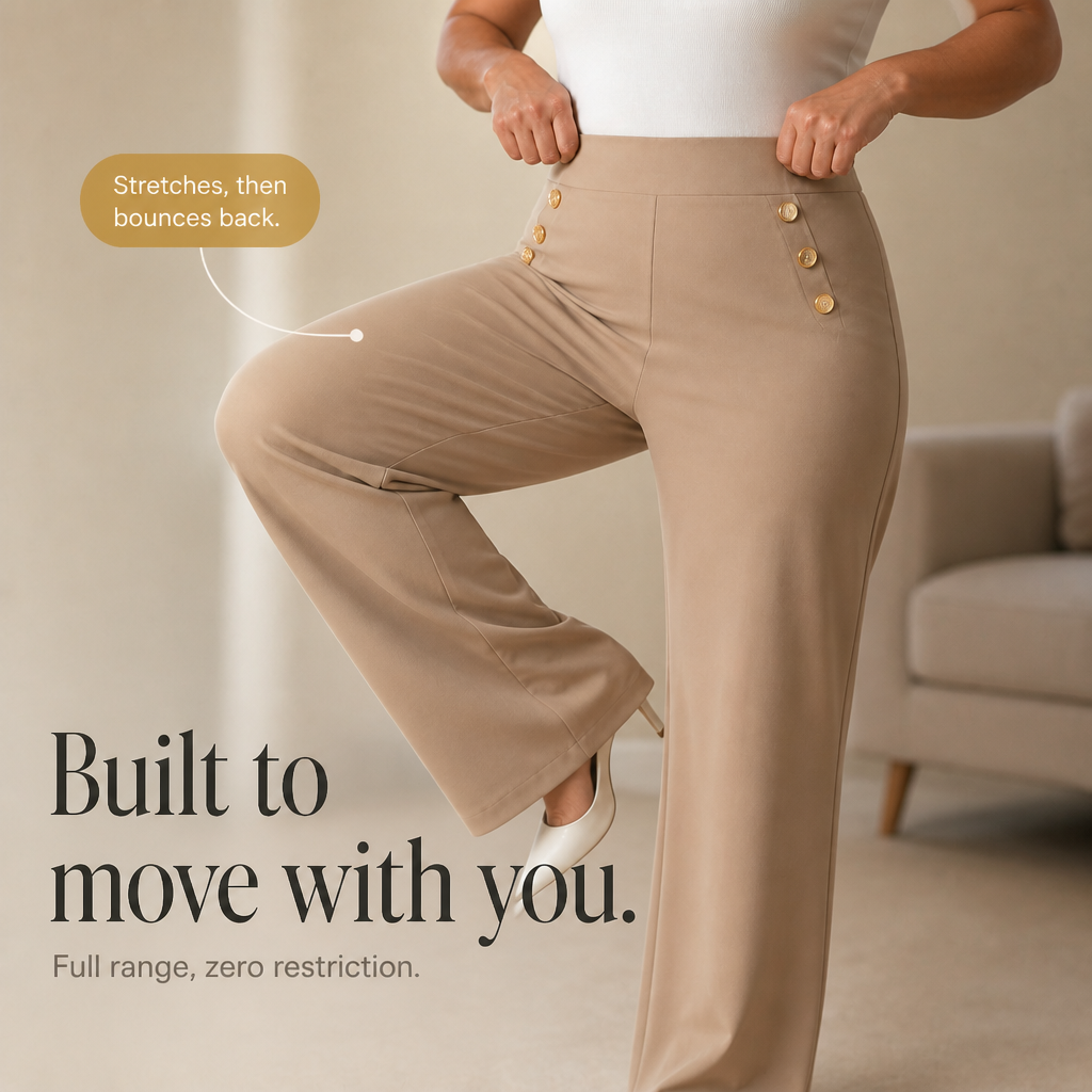 Curvella High-Waist Tummy-Control Wide Leg Pants - Elena Harper