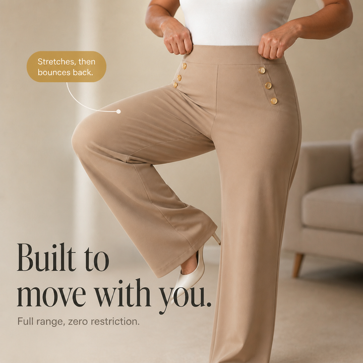 Curvella High-Waist Tummy-Control Wide Leg Pants - Elena Harper