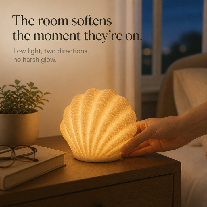 Coastal Glow Co. Ceramic Shell And Conch Ambient Lamp Set - Elena Harper