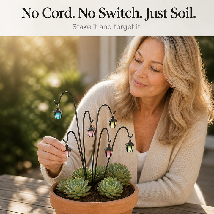 Duskwick Glow-In-The-Dark Retro Lantern Plant Stake (7 Pcs) - Elena Harper