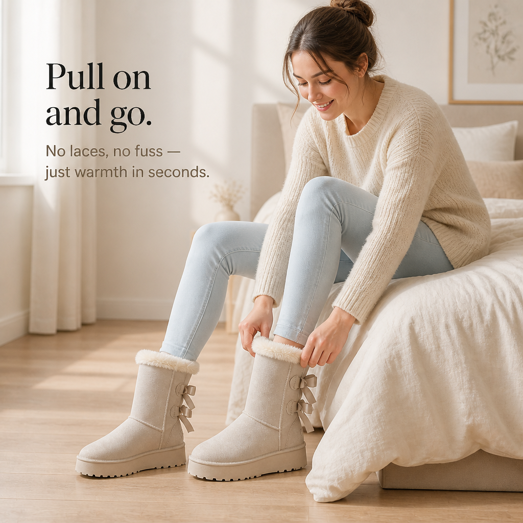 Bowelle Plush-Lined Platform Bow Winter Boots - Elena Harper