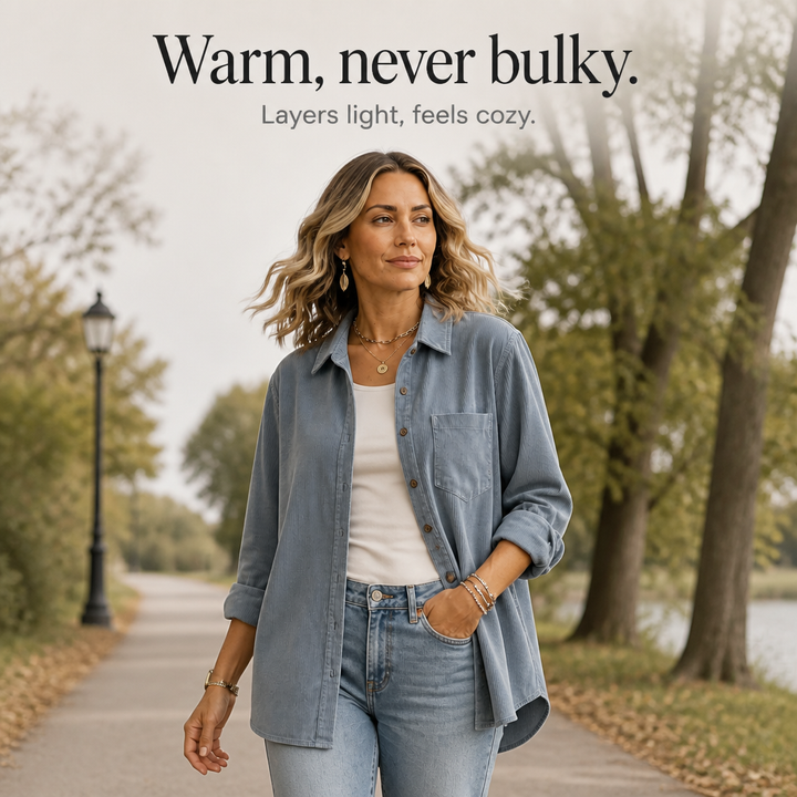Cordelle Button-Down Corduroy Shirt Jacket - Elena Harper