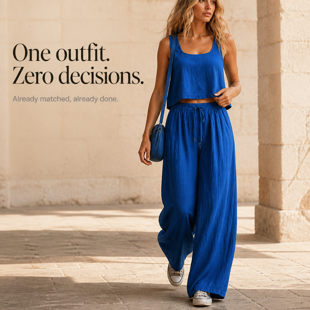 Crinklewear Crinkle Cami And Wide-Leg Pants Set - Elena Harper