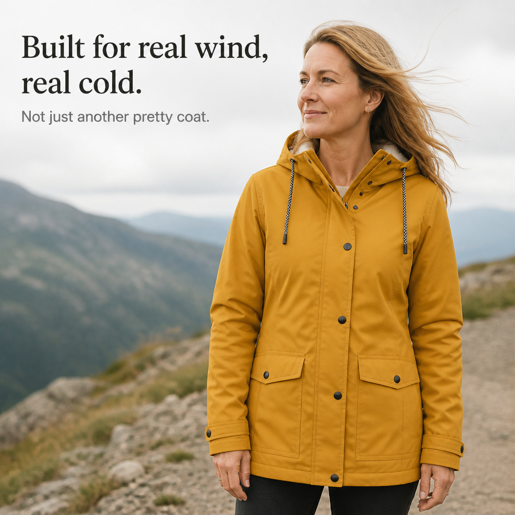 Cozynara Fleece-Lined Hooded Windproof Jacket - Elena Harper