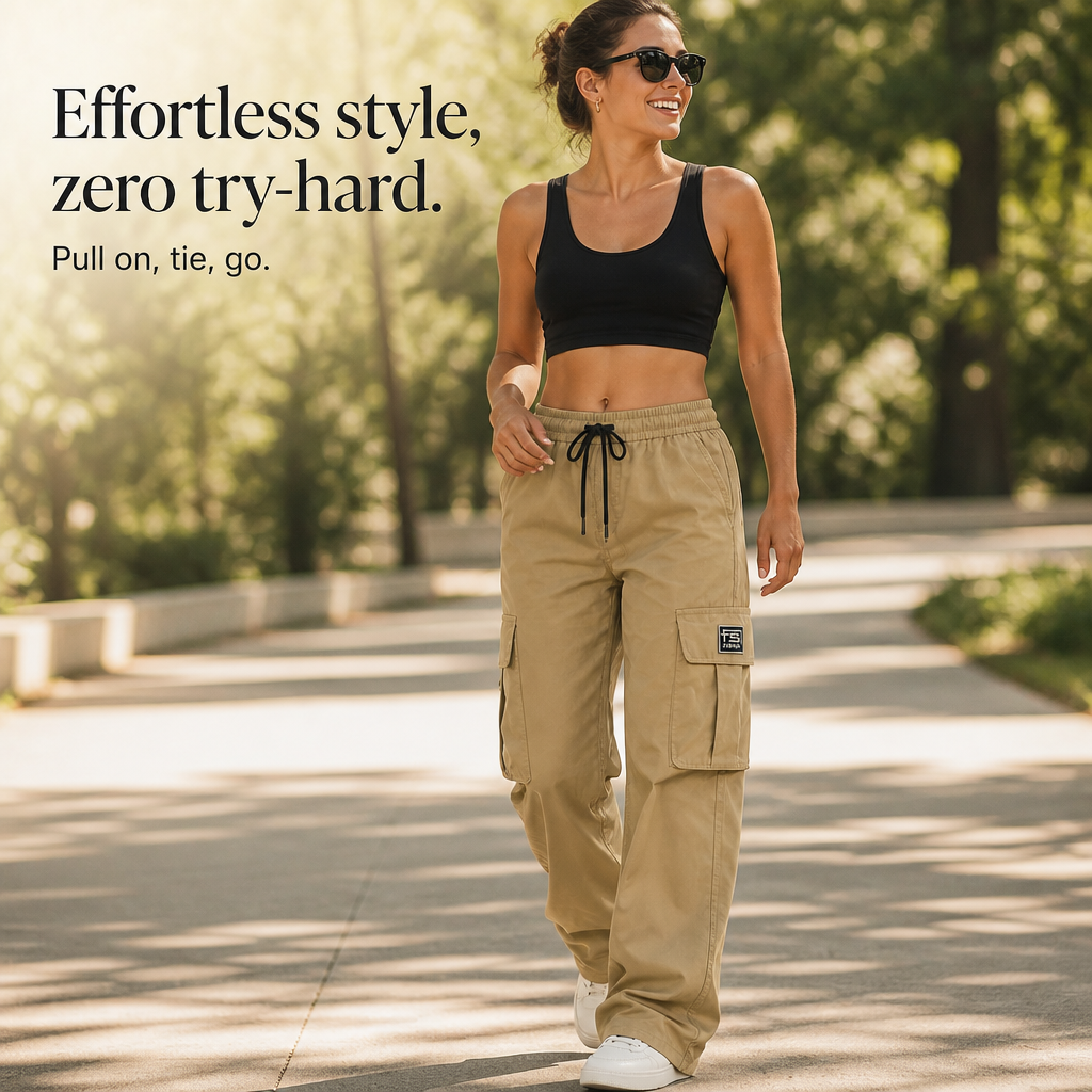 EaseCargo Lightweight Drawstring Cargo Pants - Elena Harper