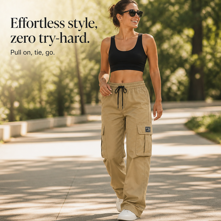 EaseCargo Lightweight Drawstring Cargo Pants - Elena Harper