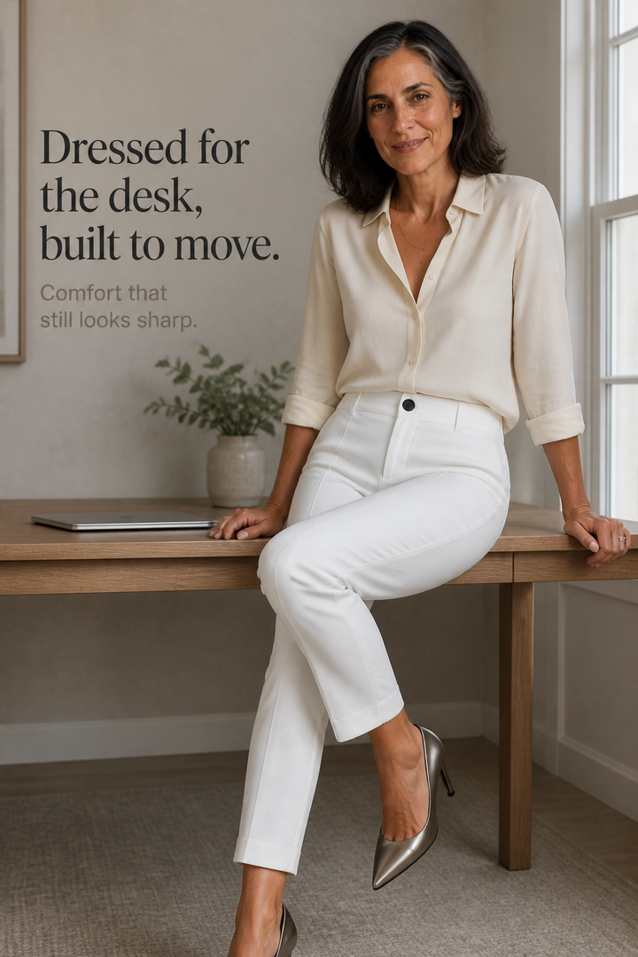 Deskshort High-Waisted Tailored Pants - Elena Harper