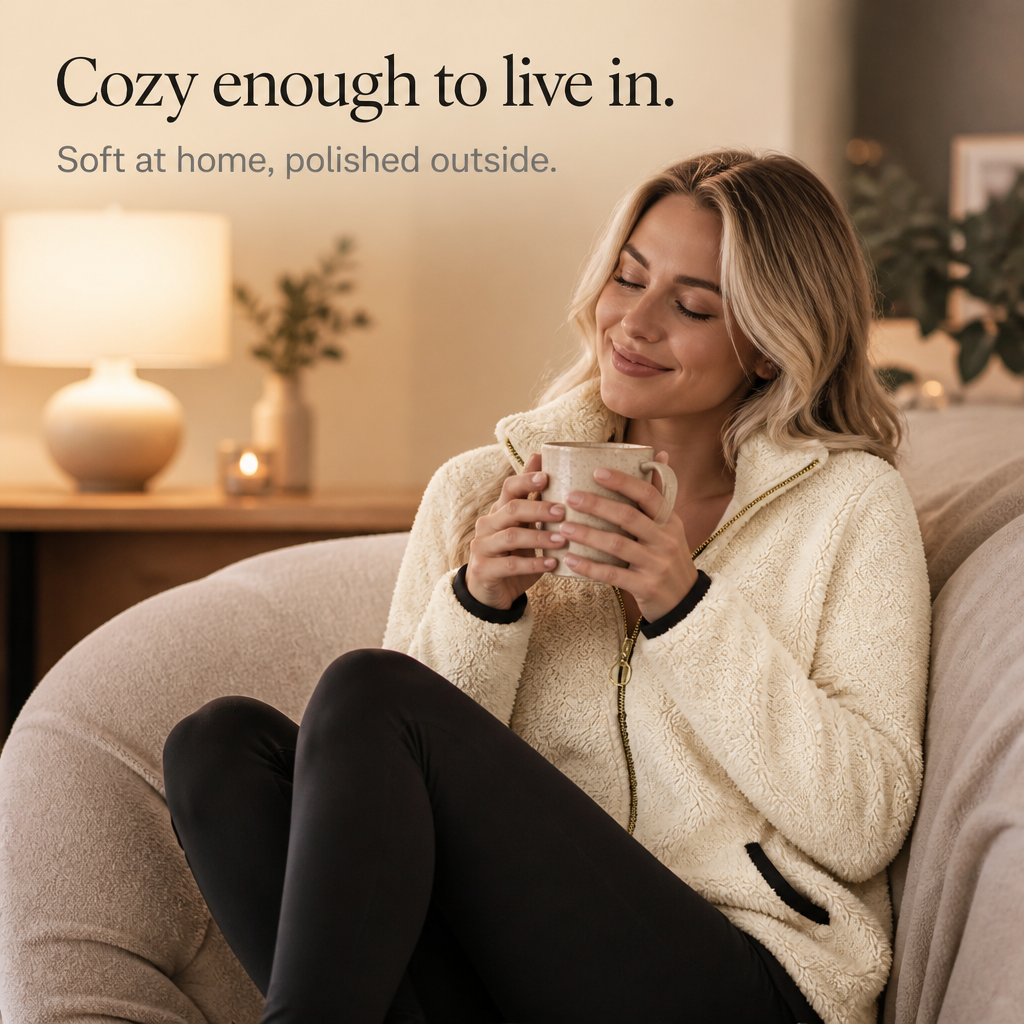 Cozyline Double-Layer Fleece-Look Zip Jacket - Elena Harper