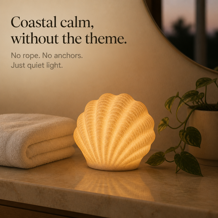 Coastal Glow Co. Ceramic Shell And Conch Ambient Lamp Set - Elena Harper