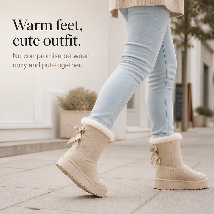 Bowelle Plush-Lined Platform Bow Winter Boots - Elena Harper