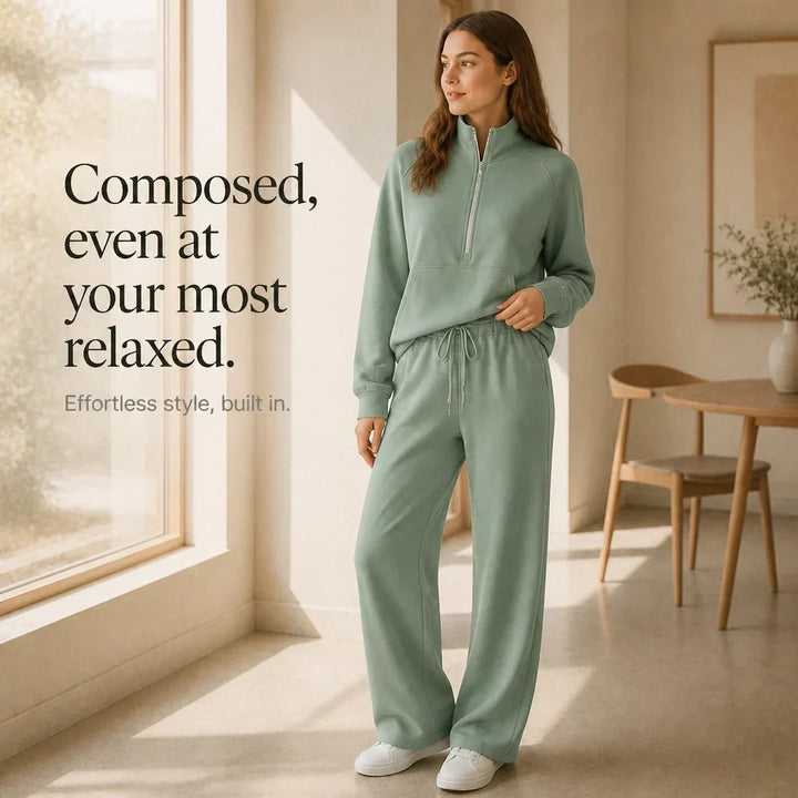 Easewell – Half-Zip Top And Wide-Leg Trouser Set