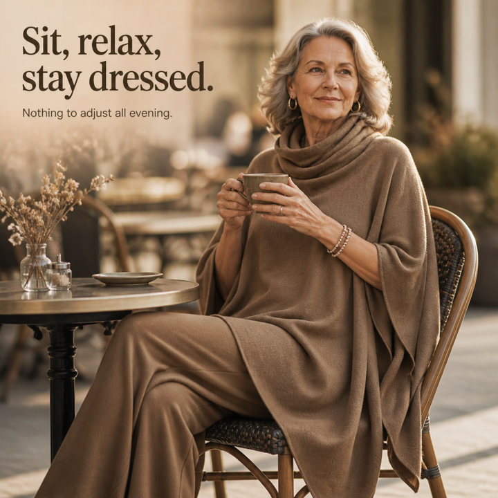 Draveil Cowl-Neck Cape Top And Wide-Leg Pants Set - Elena Harper