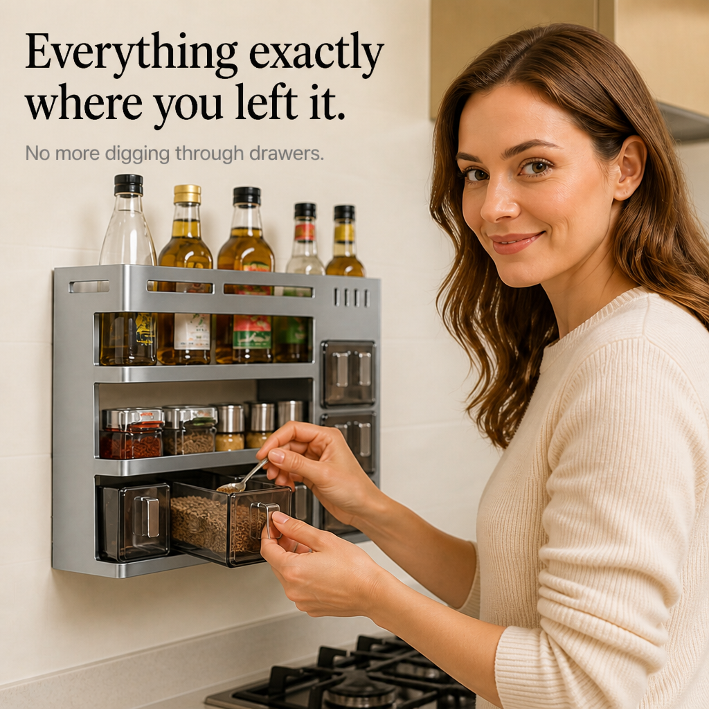 Drynest Anti-Rust Sealed Sliding Drawer Wall Rack - Elena Harper