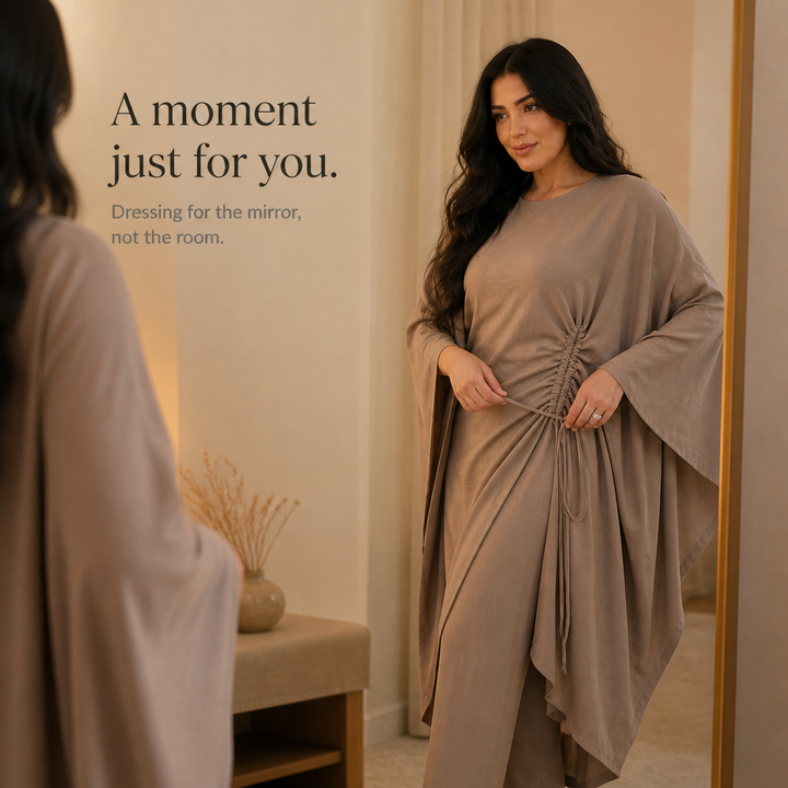 Cinchara Ruched Waist Batwing Kaftan Two-Piece Set - Elena Harper