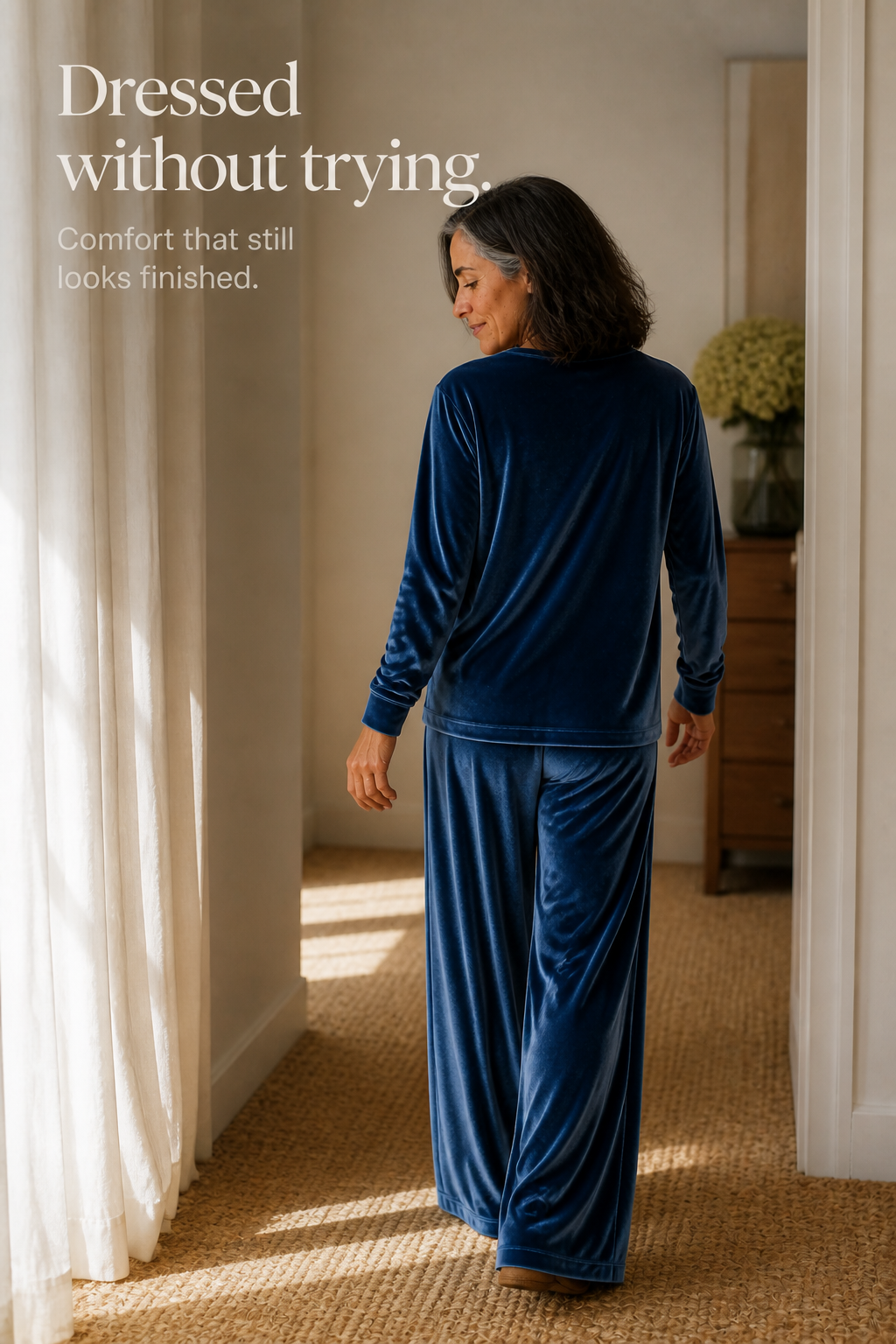 Duskvelor Velvet-Look Wide-Leg Two-Piece Lounge Set - Elena Harper