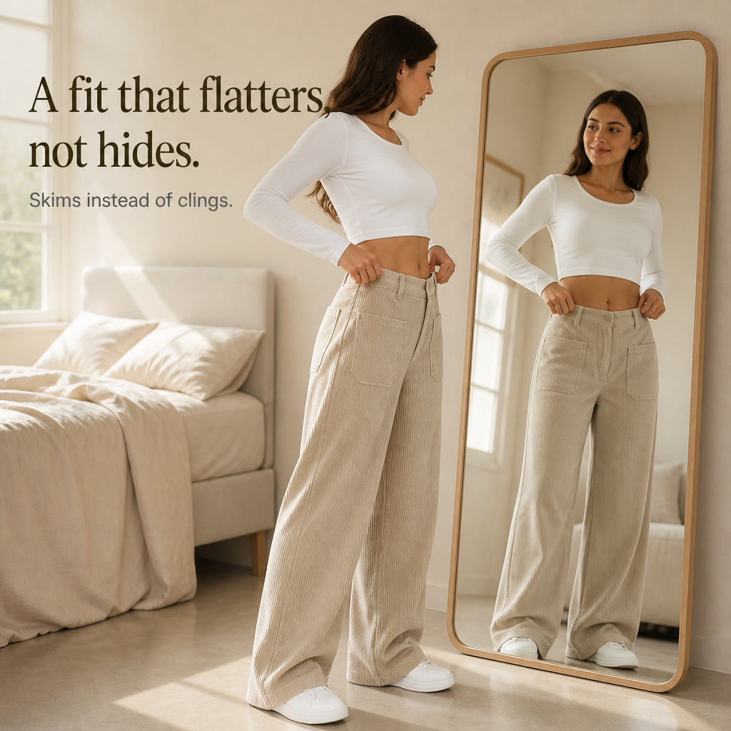 Cordelle High-Waisted Stretch Corduroy Wide-Leg Trousers - Elena Harper