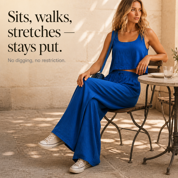 Crinklewear Crinkle Cami And Wide-Leg Pants Set - Elena Harper